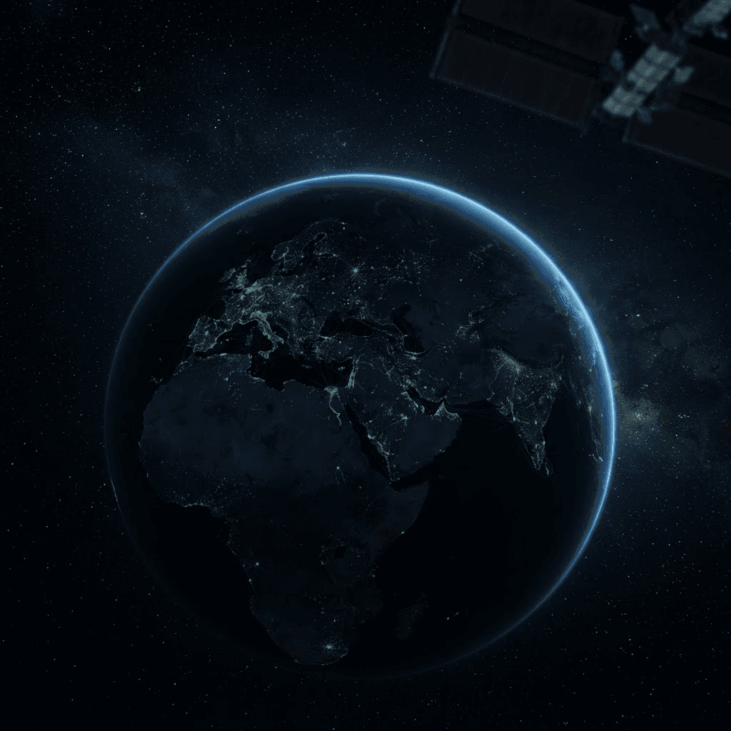 Orbital view of Earth with a planetary-scale sensor network